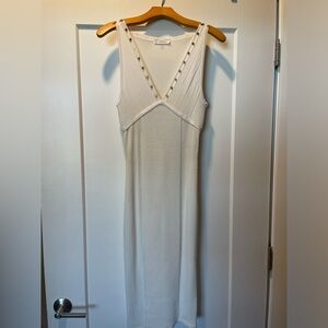 Versace Vintage WHITE STRETCH DRESS with GOLD SPIKES. Italian size 38, US